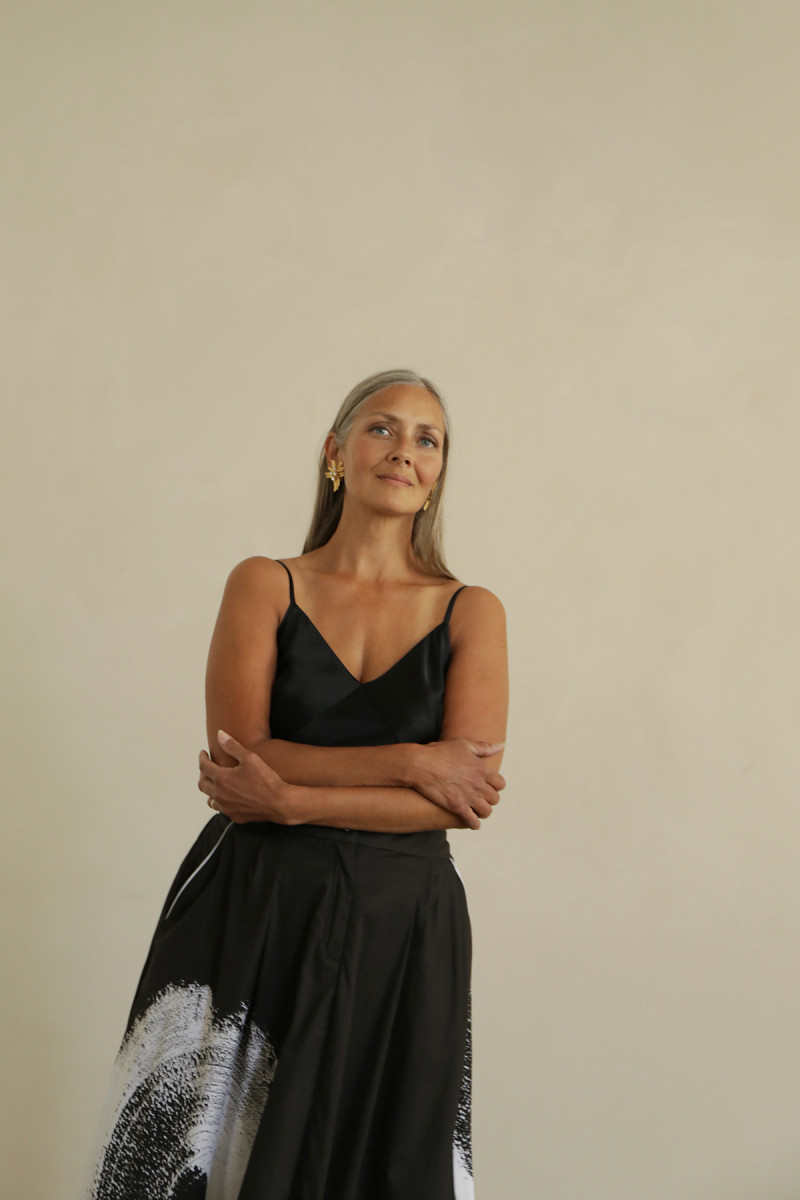 BIAS-CUT SILK CAMI IN BLACK