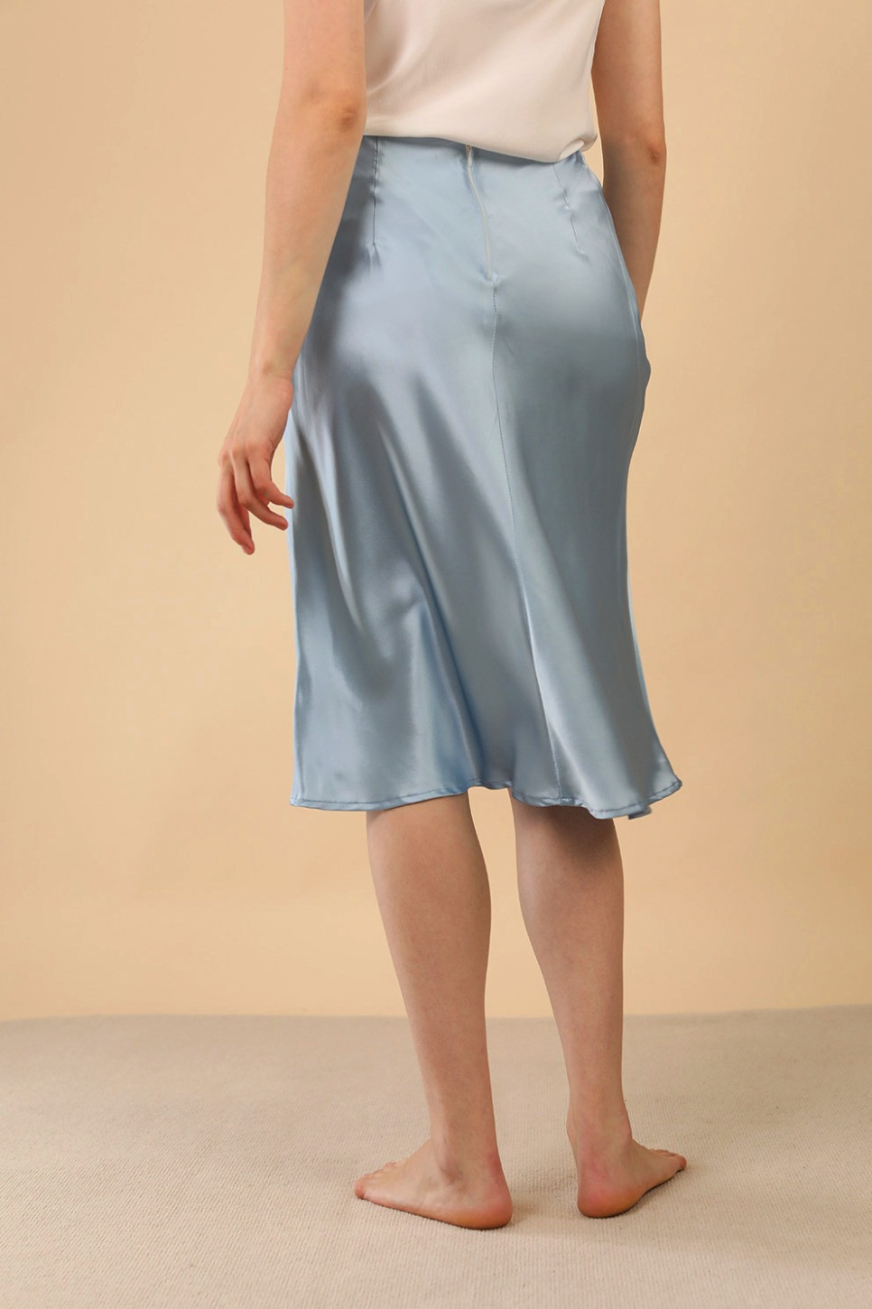 LEAH BIAS CUT MIDI SILK SKIRT 