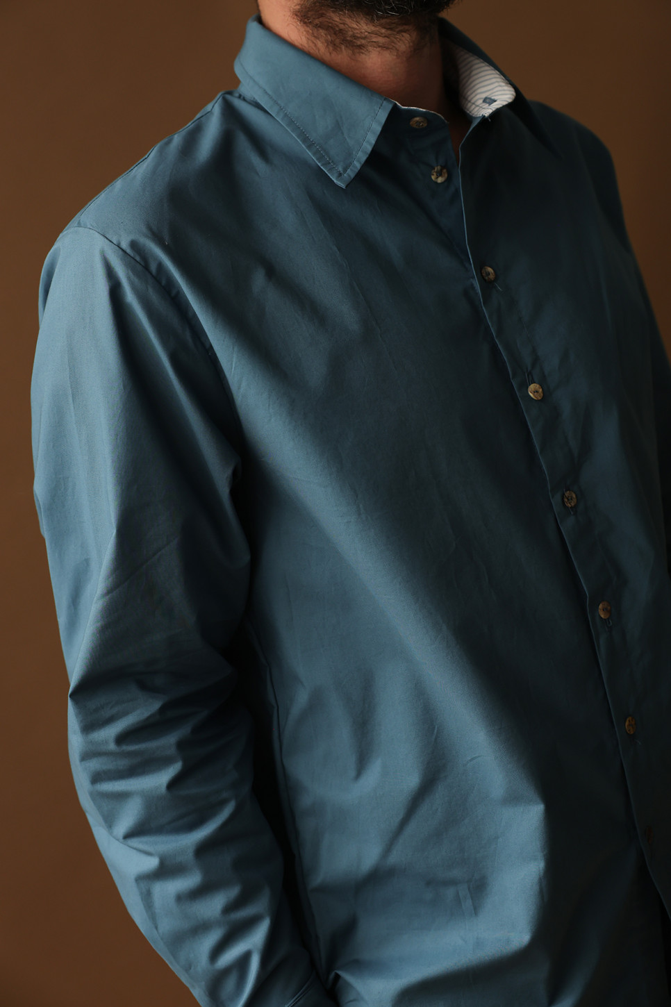 The Organic Cotton Line Shirt — Slate Blue
