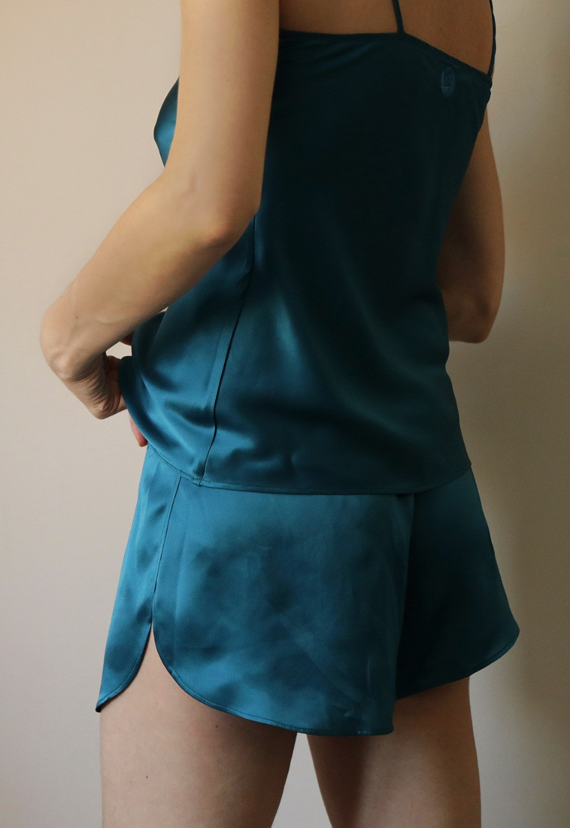 Teal Green Silk shorts 