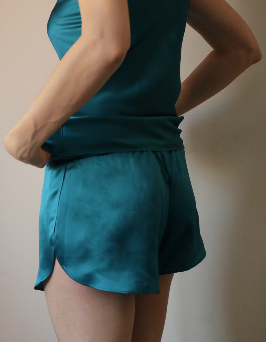 Teal Green Silk shorts 
