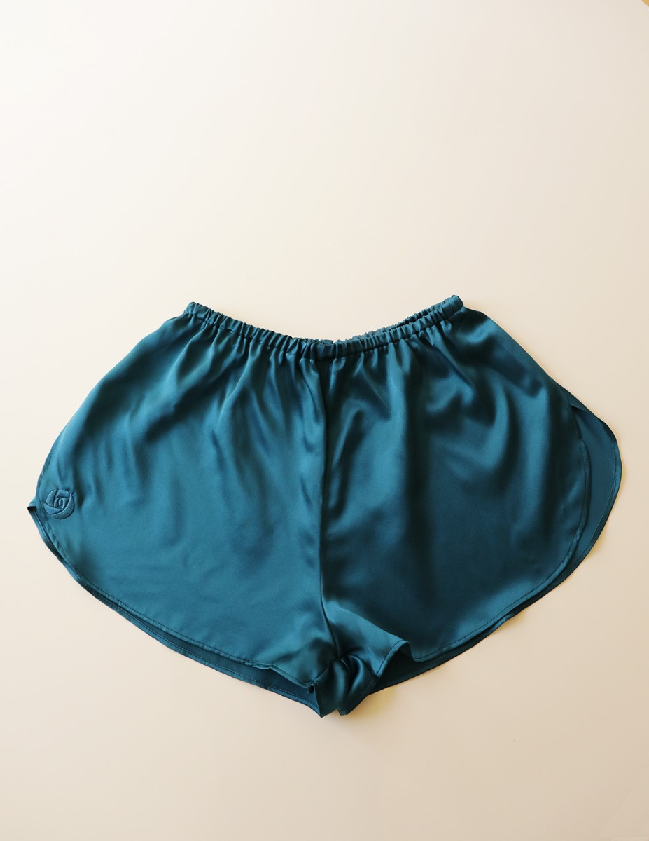 Teal Green Silk shorts 