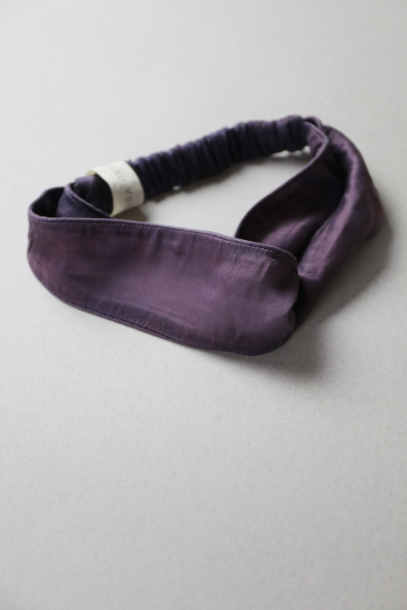 NATURALLY DYED SILK HEADBAND IN DEEP PURPLE 