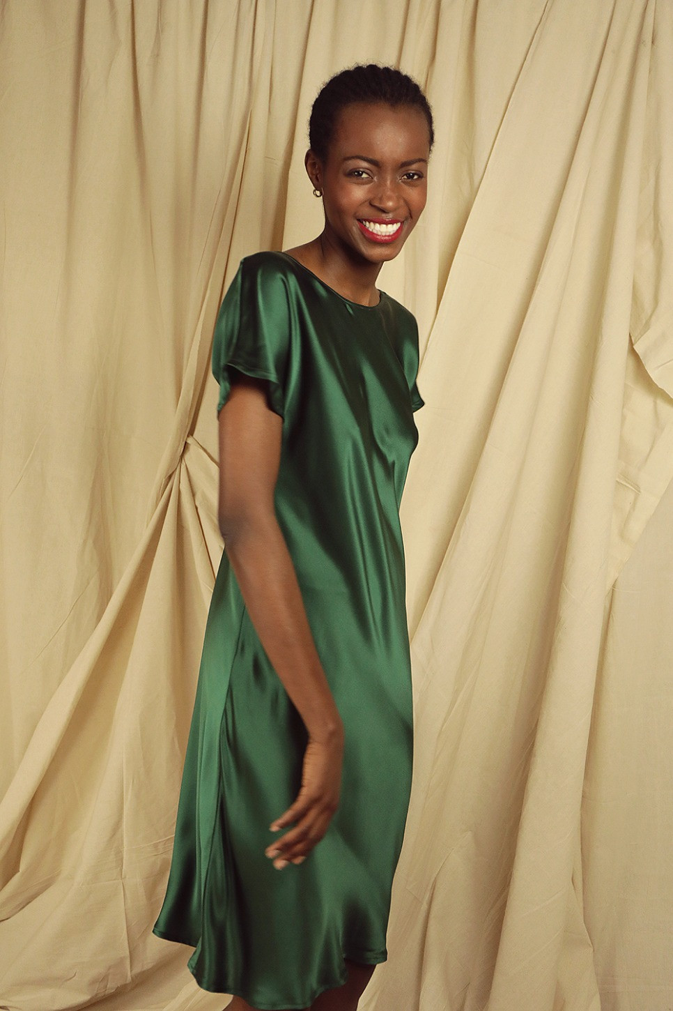 OLIVE SILK DRESS Women s Fashion LORA GENE LoraGene