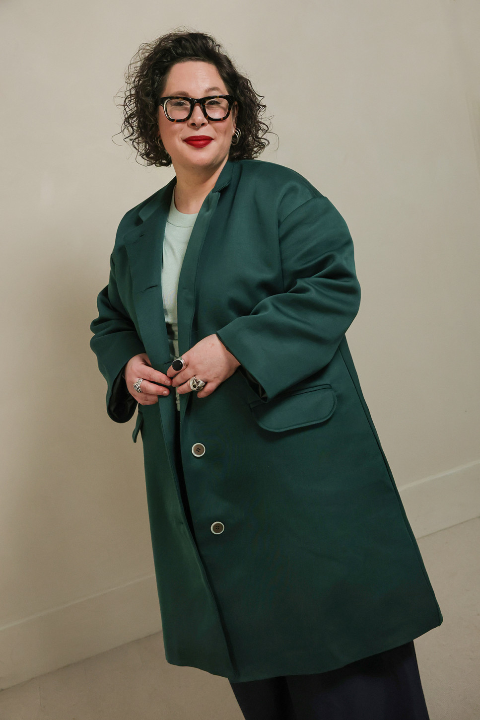 PURE COTTON A-LINE COAT IN SAGE GREEN