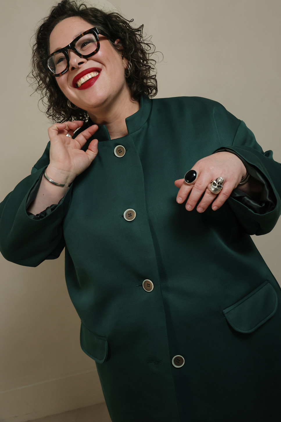 PURE COTTON A-LINE COAT IN SAGE GREEN