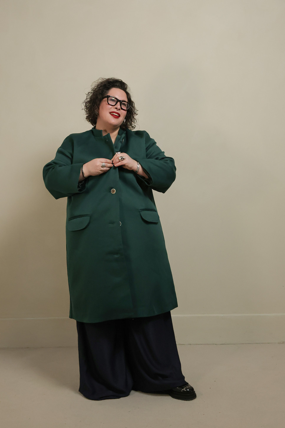 PURE COTTON A-LINE COAT IN SAGE GREEN