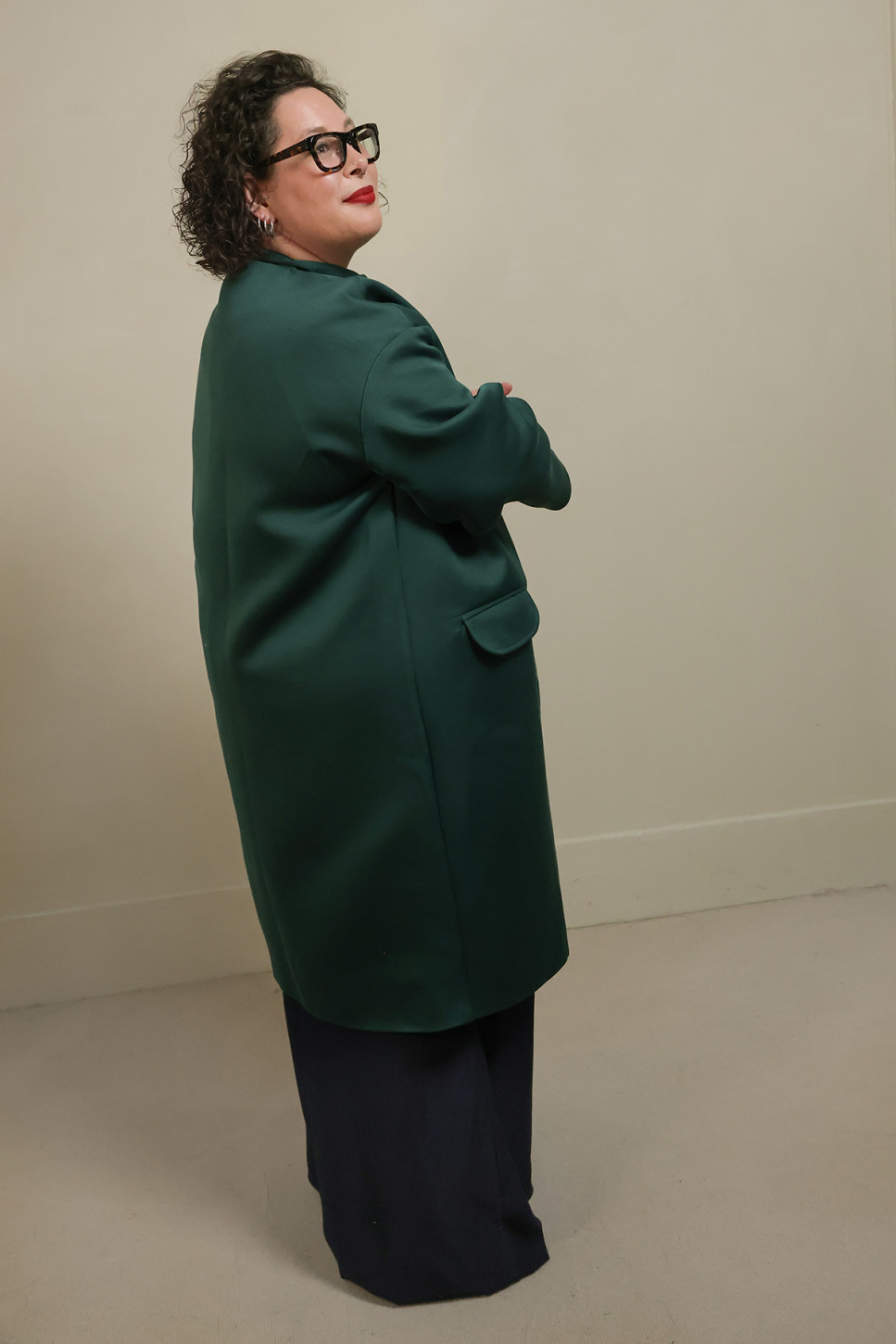 PURE COTTON A-LINE COAT IN SAGE GREEN