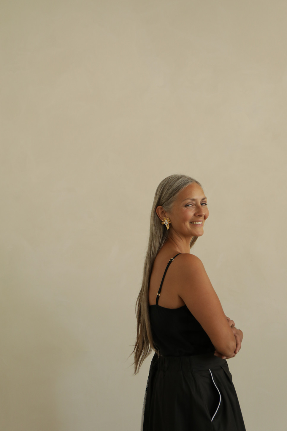 BIAS-CUT SILK CAMI IN BLACK