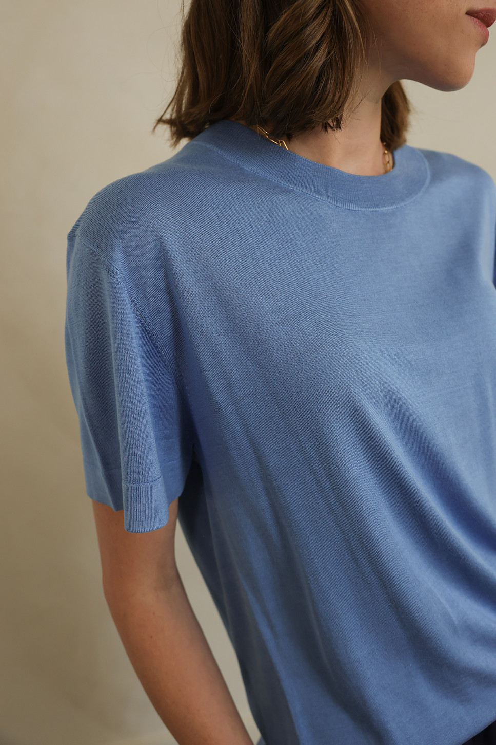 Azure Silk Knitted T-Shirt