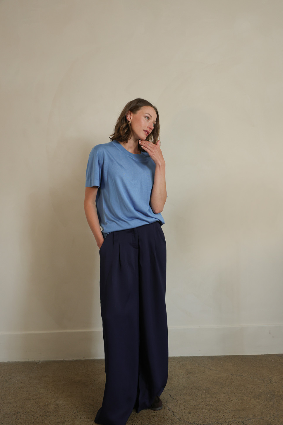 Azure Silk Knitted T-Shirt