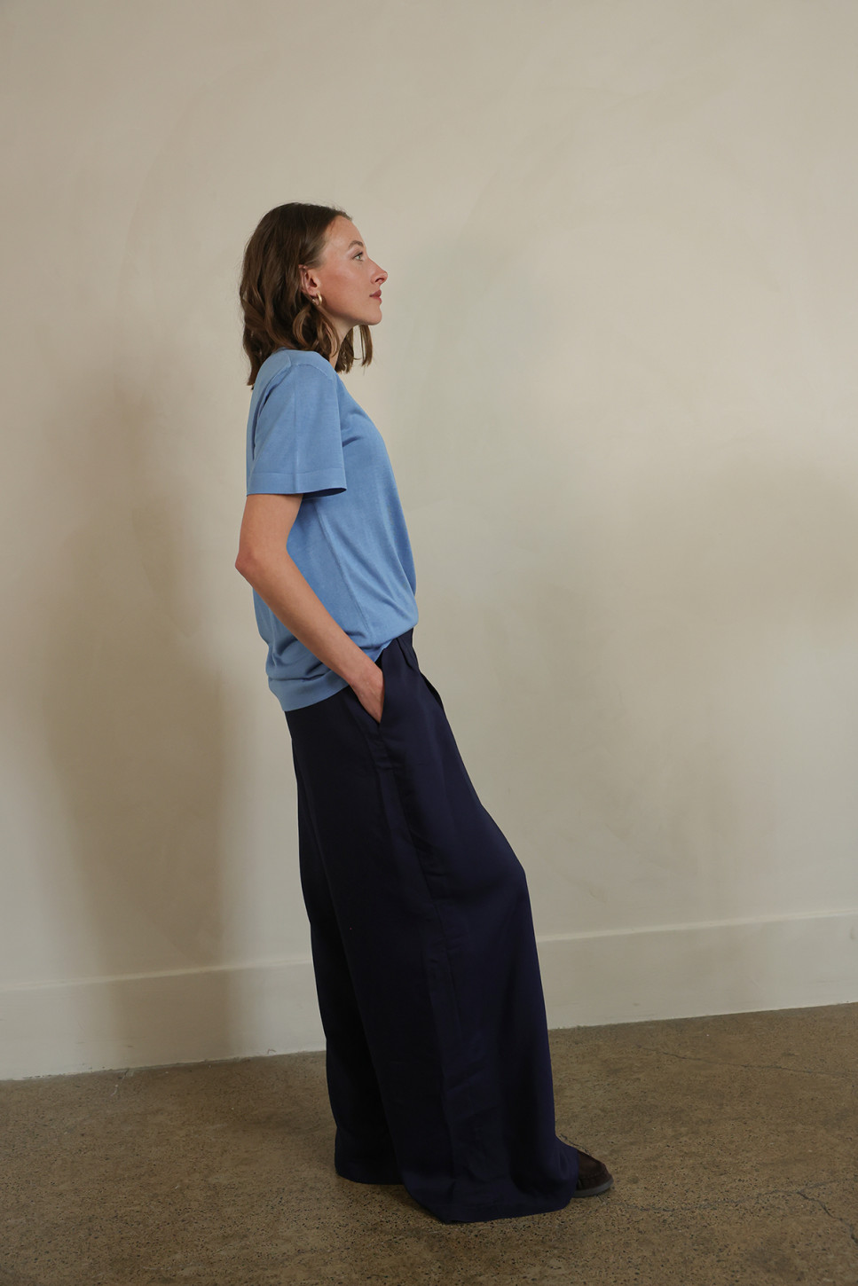 Azure Silk Knitted T-Shirt