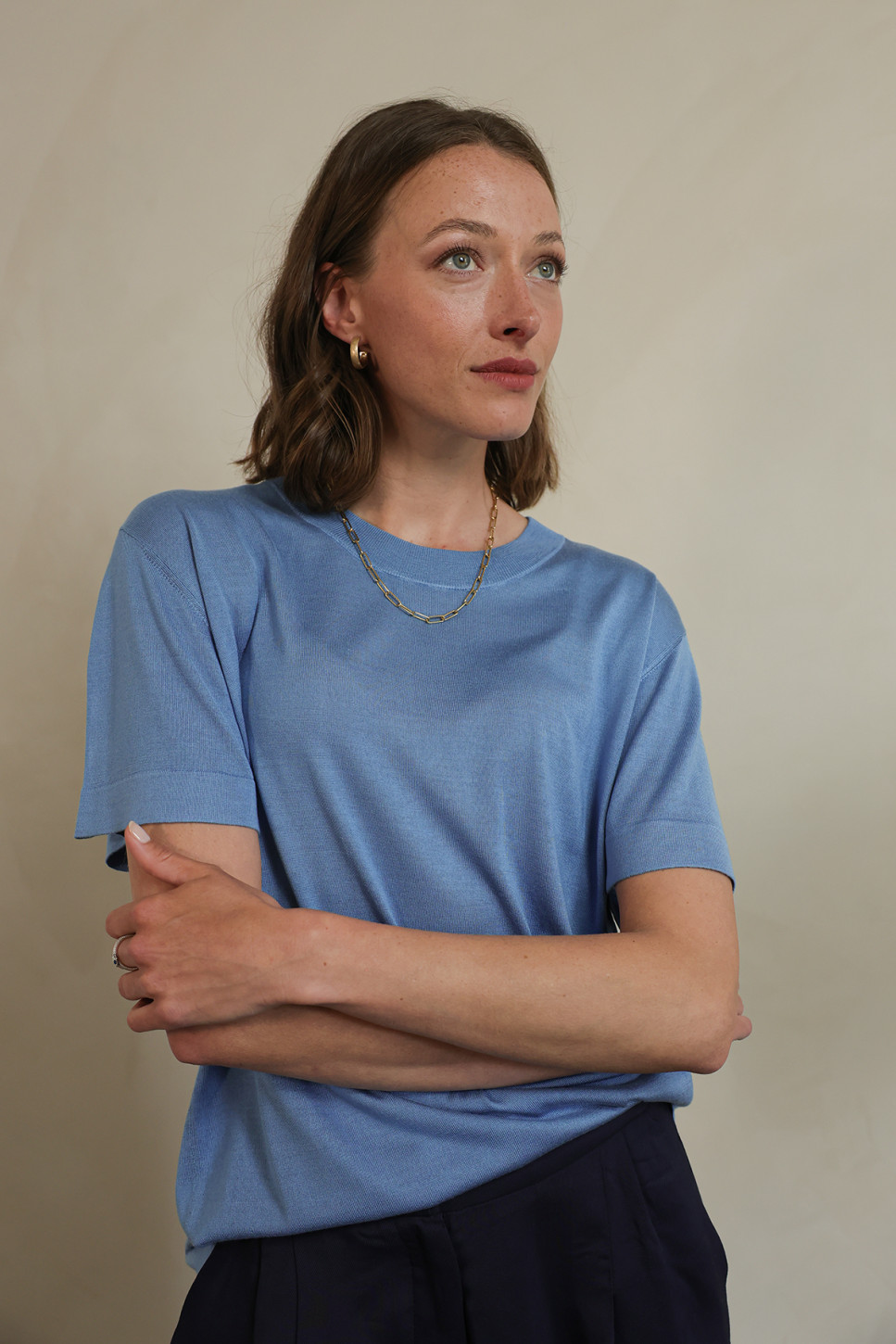 Azure Silk Knitted T-Shirt