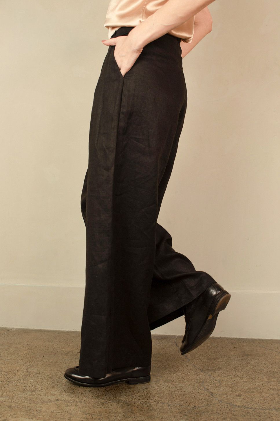 BLACK ARDEN LINEN TROUSERS