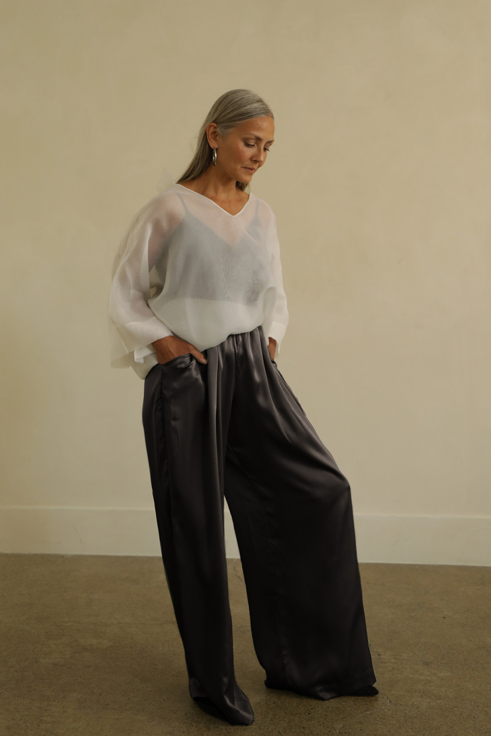 ROUX – WIDE-LEG SILK SATIN TROUSERS