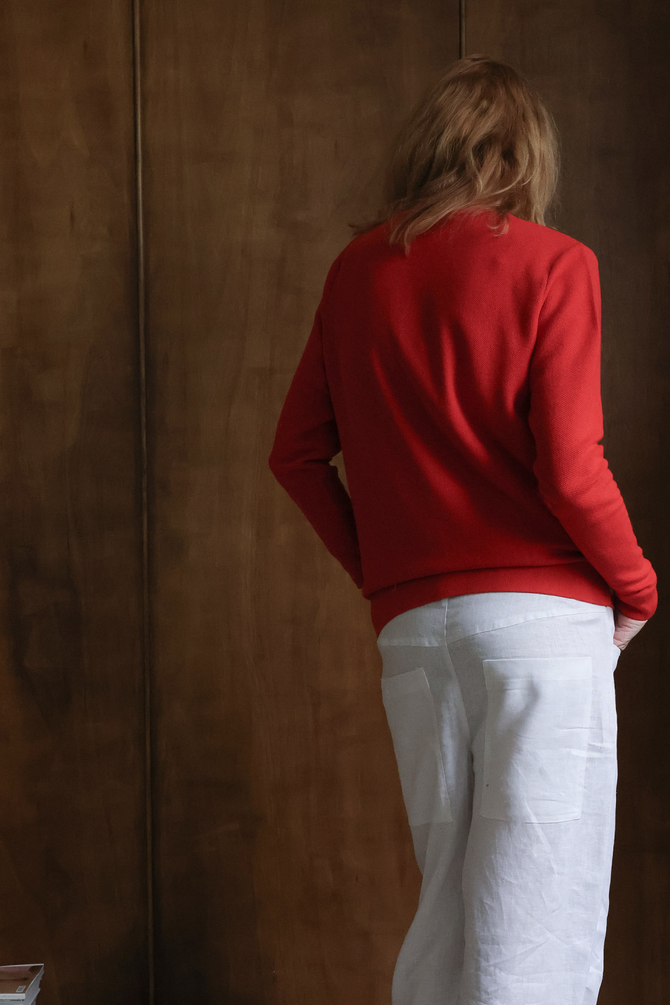 Burnt Orange Frame V-Neck Sweater 