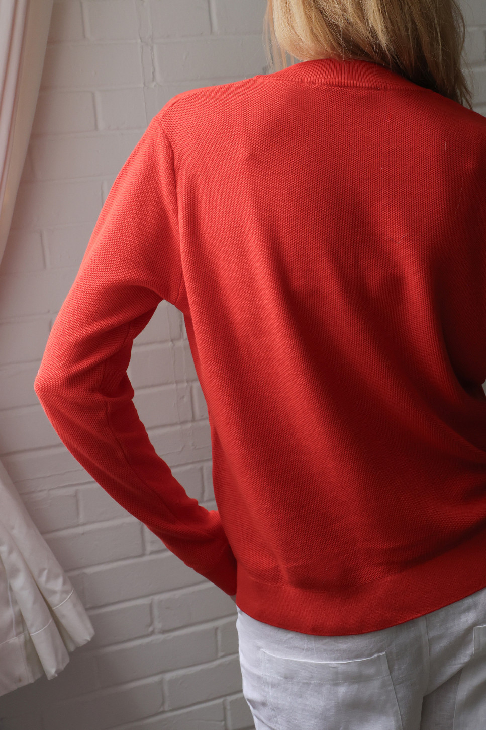 Burnt Orange Frame V-Neck Sweater 