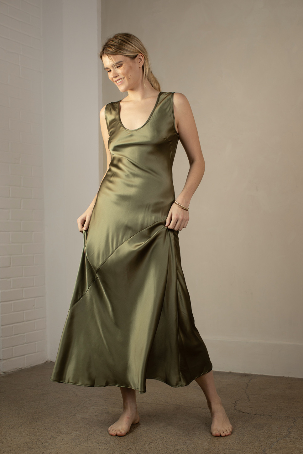 ELIAH MAXI SILK BIAS DRESS
