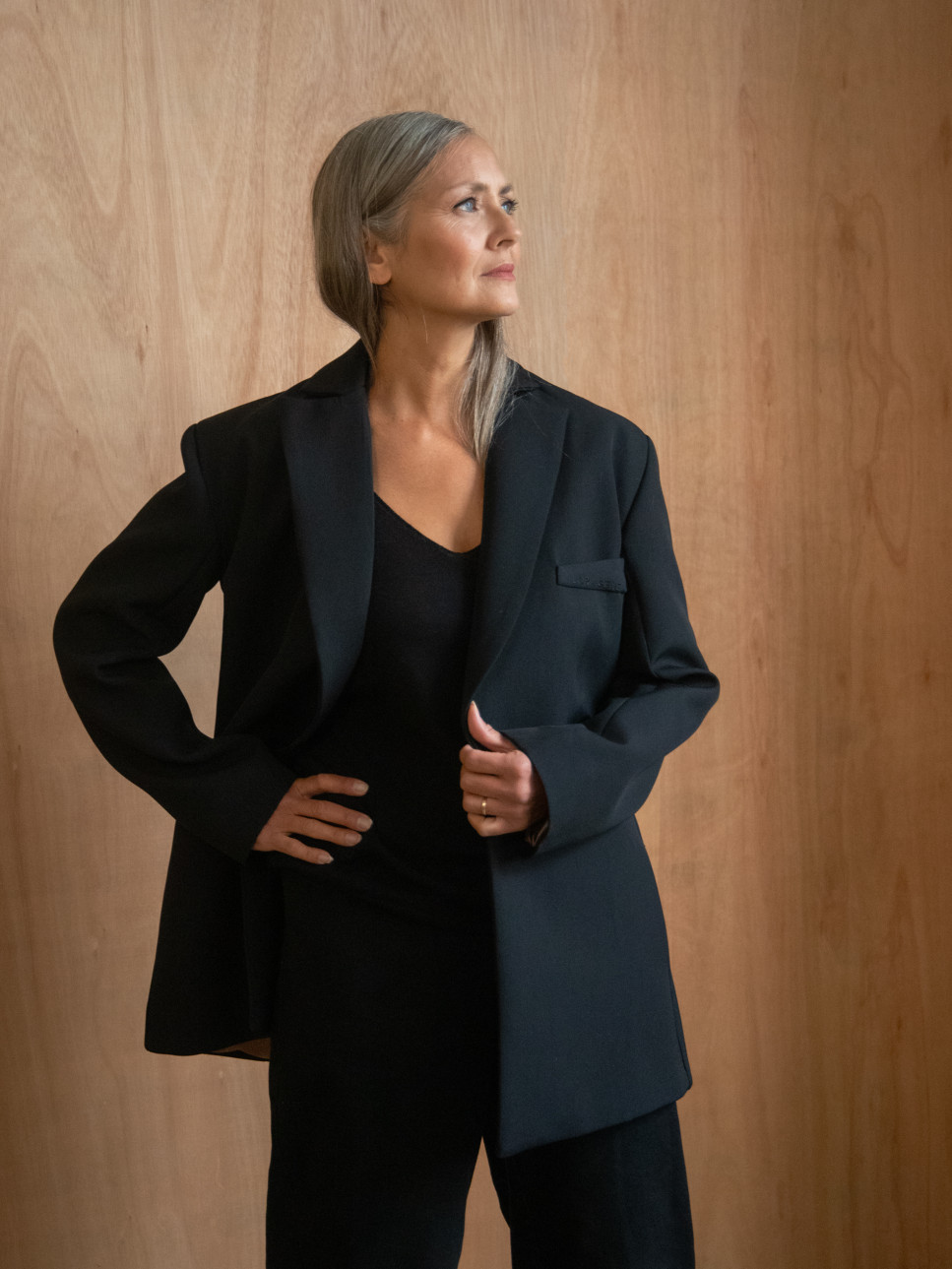 PAIGE WOOL BLEND TAILORED BLAZER 