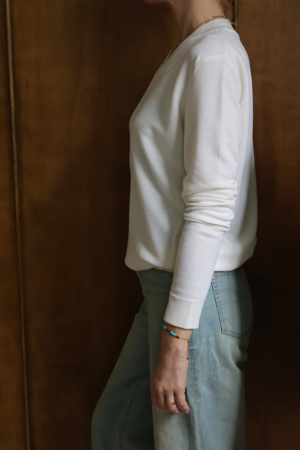 Ivory Frame V-Neck Sweater 