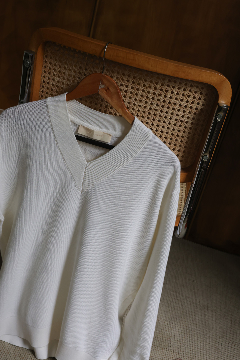 Ivory Frame V-Neck Sweater 