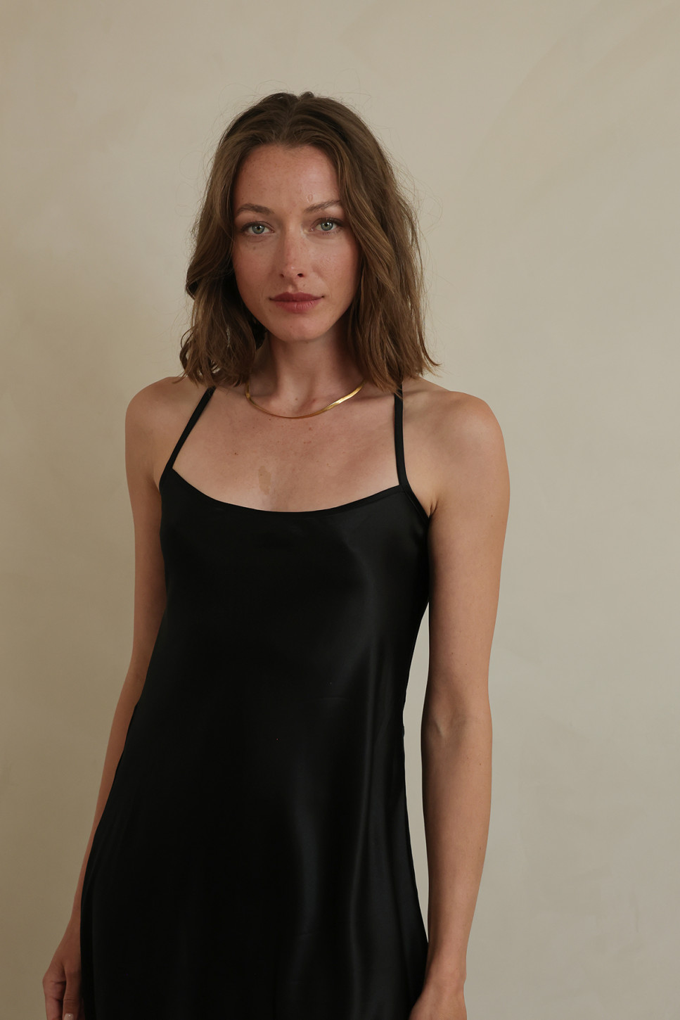 JOLIE BLACK SILK DRESS WITH COWL BACK DETAIL