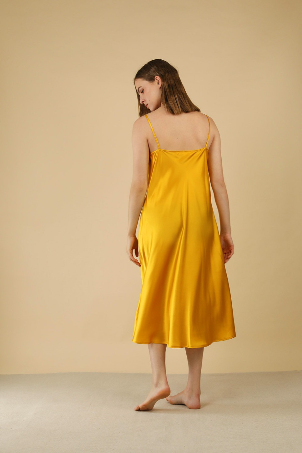 KAIA COWL NECK SILK SLIP DRESS