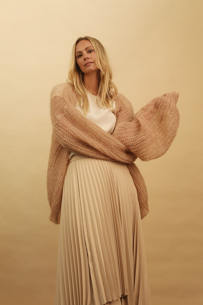 rea mohair cardigan in sand beige