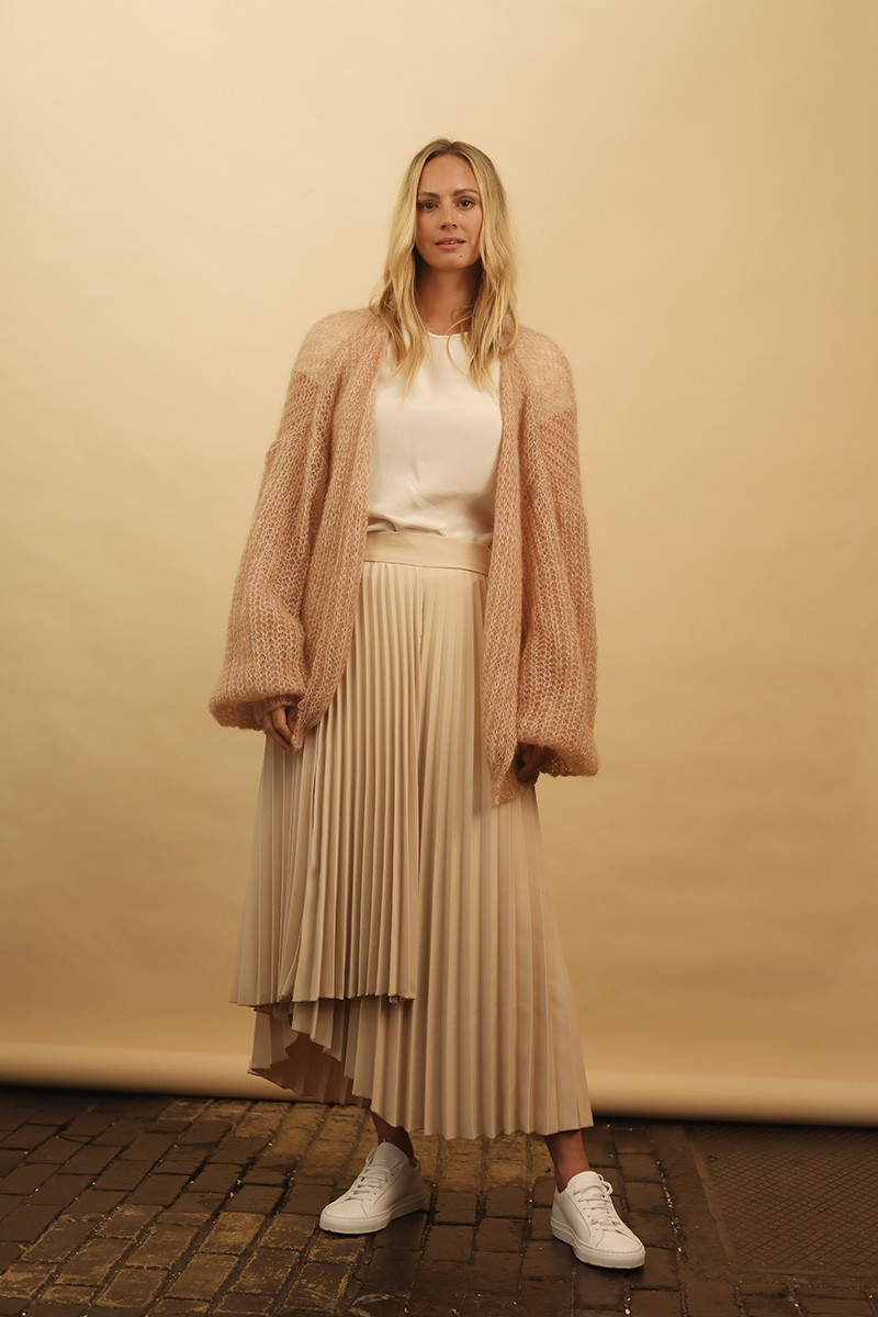 rea mohair cardigan in sand beige