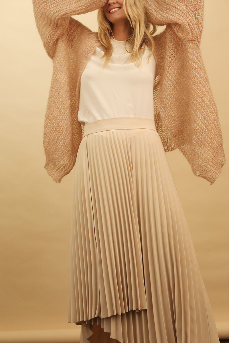 rea mohair cardigan in sand beige
