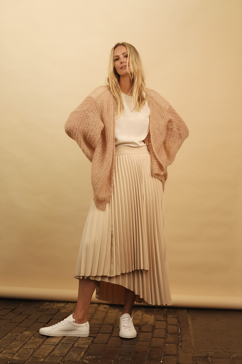 rea mohair cardigan in sand beige