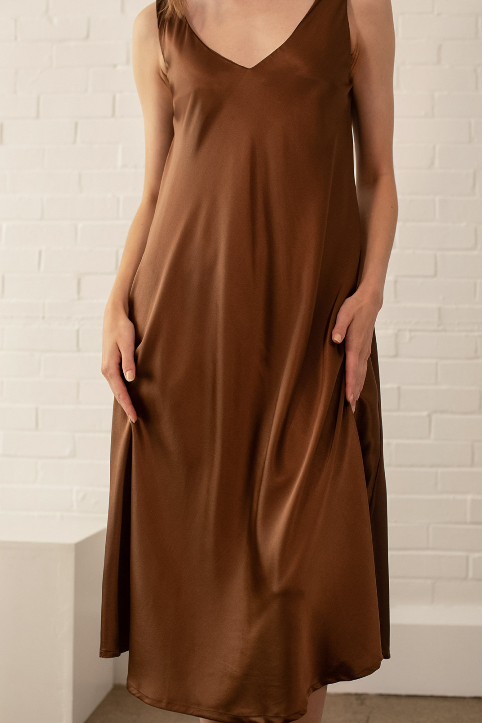 ELLA V-NECK SILK SLIP DRESS 