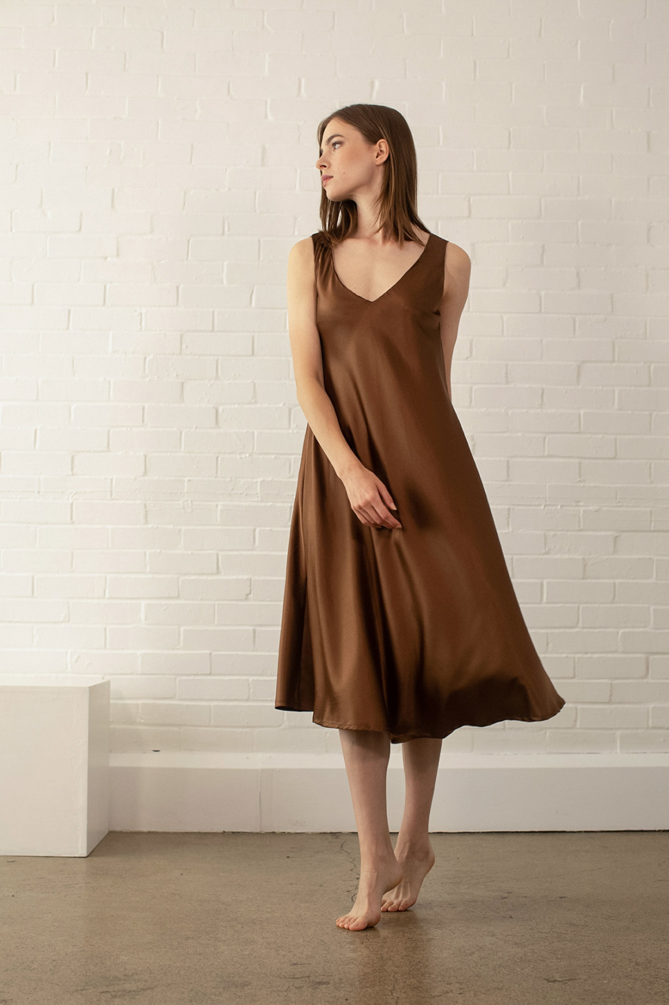 ELLA V-NECK SILK SLIP DRESS 
