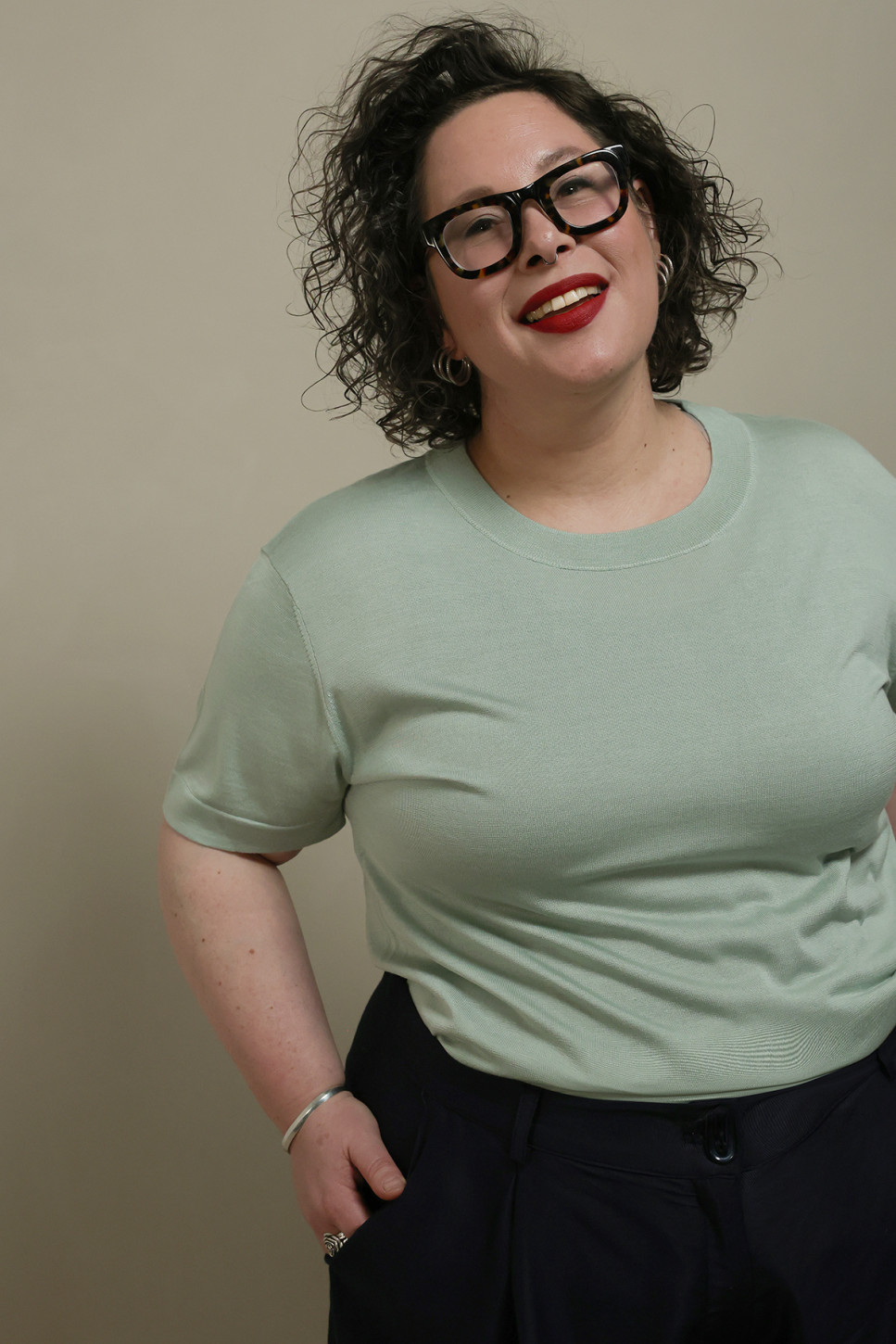 MINT LUXE SILK KNITTED T-SHIRT