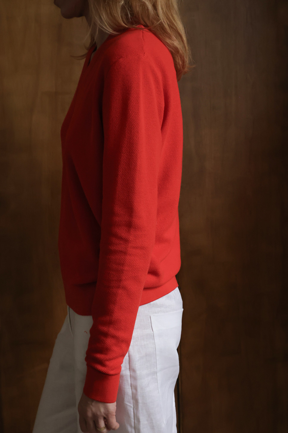 Burnt Orange Frame V-Neck Sweater 