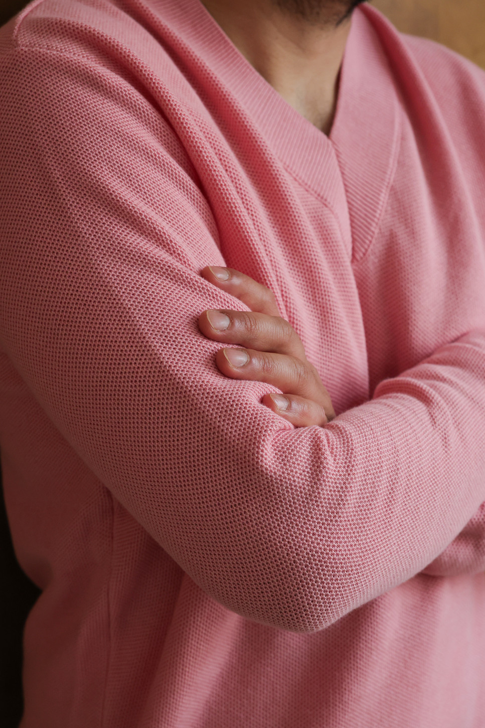 Pink Frame V-Neck Sweater 