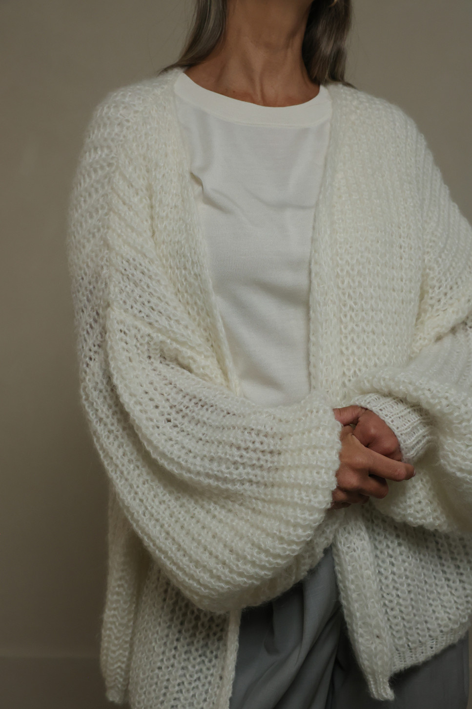 EMMA MOHAIR WOOL BLEND CARDIGAN 