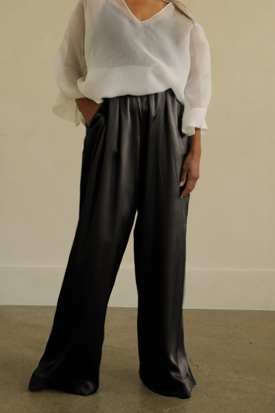 ROUX – WIDE-LEG SILK SATIN TROUSERS