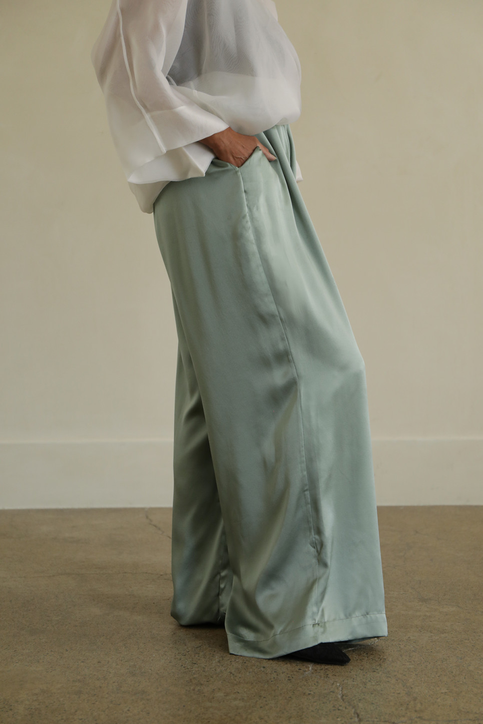 ROUX – WIDE-LEG SILK SATIN TROUSERS