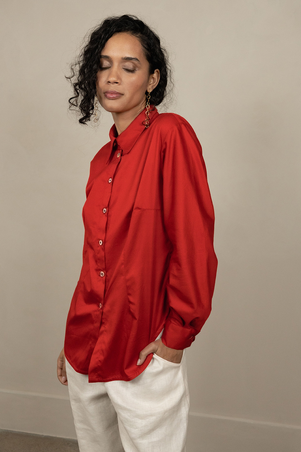 SCARLETT COTTON SATEEN SHIRT 