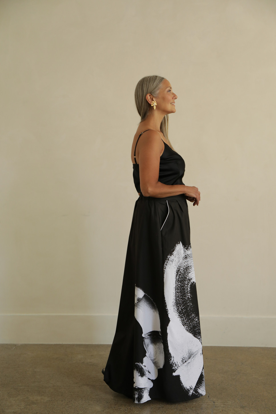 BIAS-CUT SILK CAMI IN BLACK