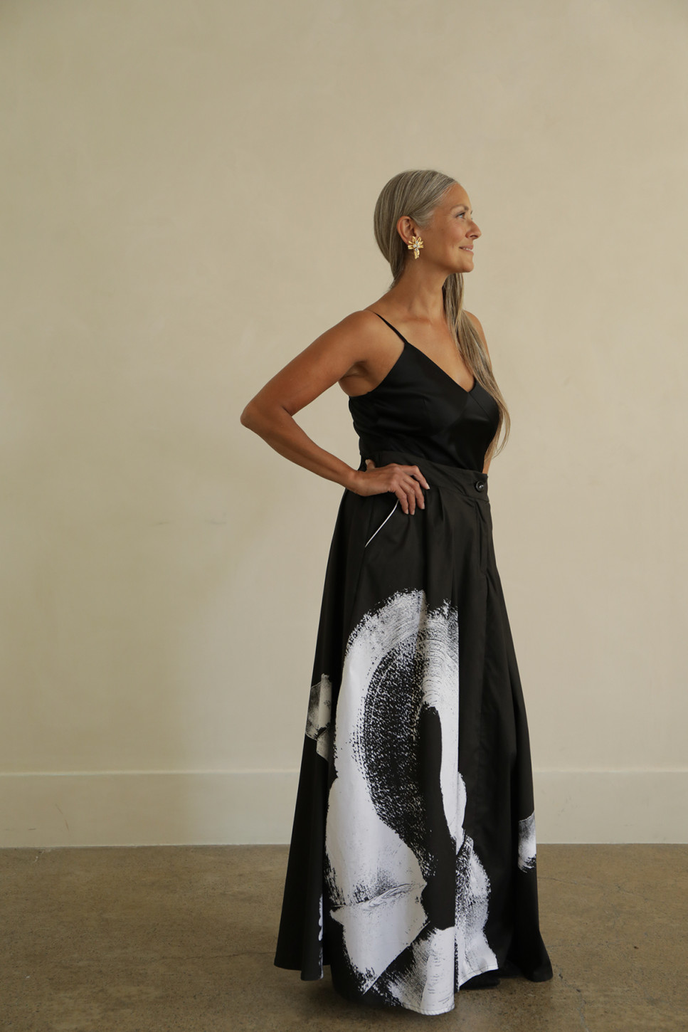 BIAS-CUT SILK CAMI IN BLACK