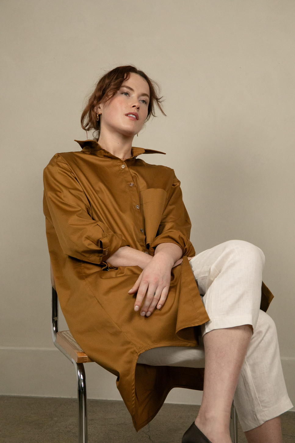 TERRA COTTON SATEEN SHIRT DRESS 
