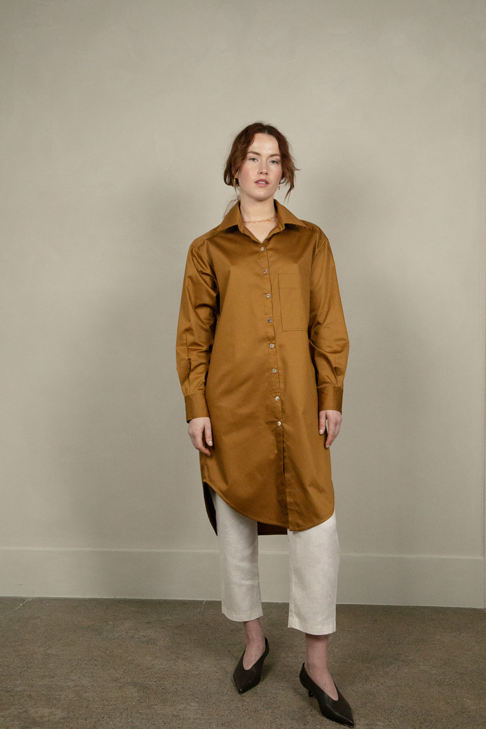 TERRA COTTON SATEEN SHIRT DRESS 