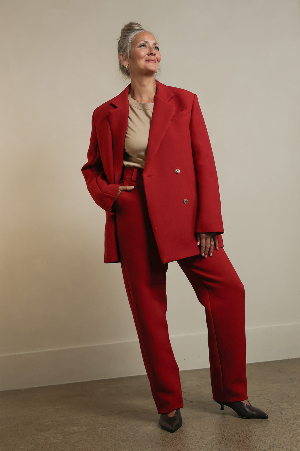 THE SIMONE WOOL-SILK BLEND BLAZER 