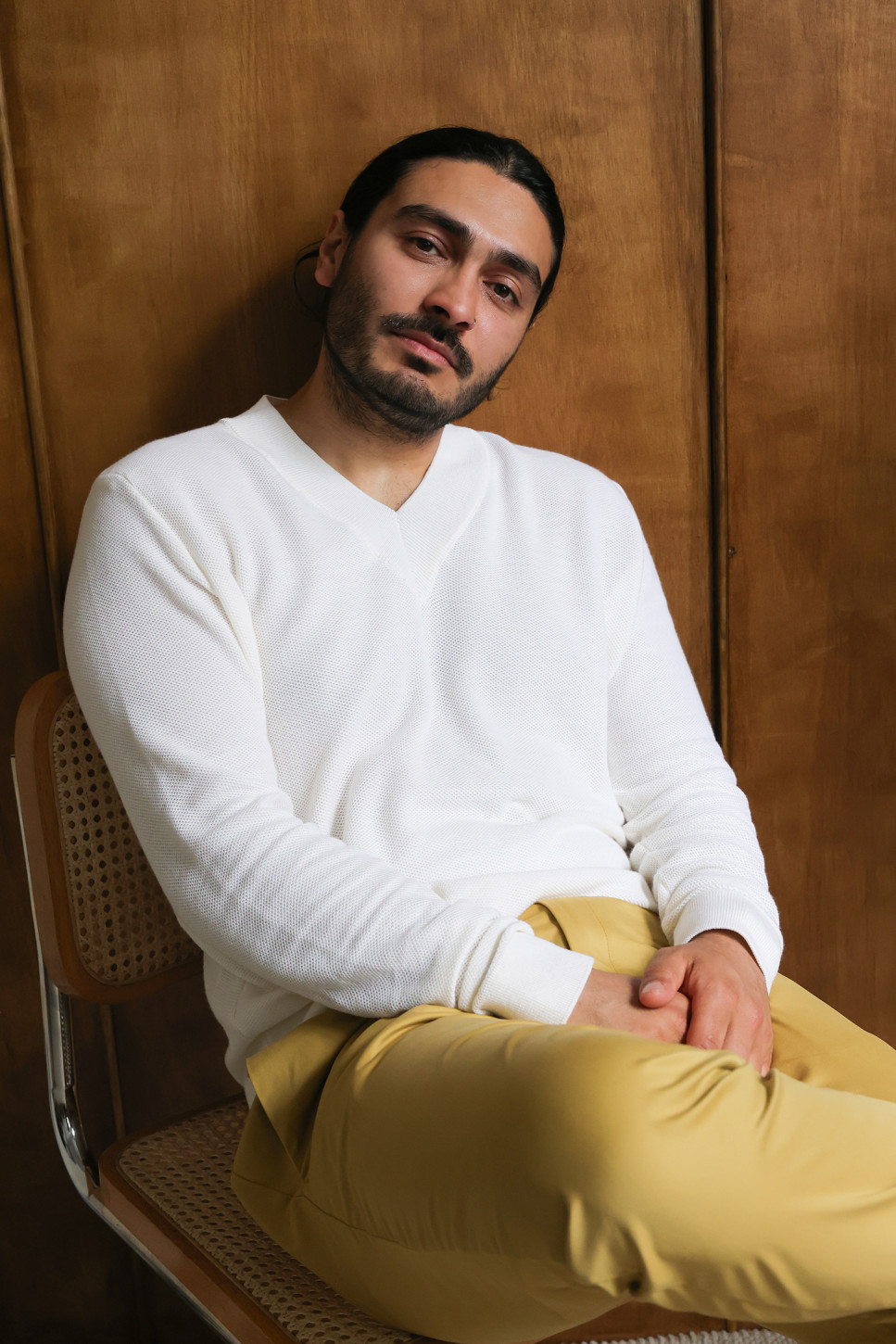 Ivory Frame V-Neck Sweater 