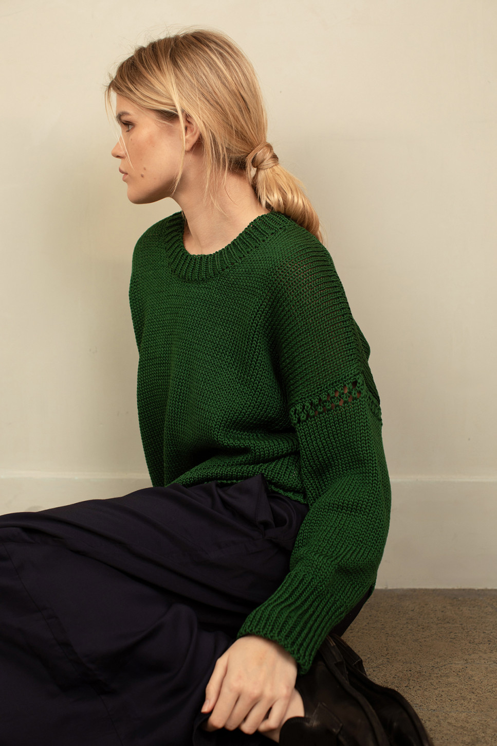 VERT CREW NECK COTTON SWEATER
