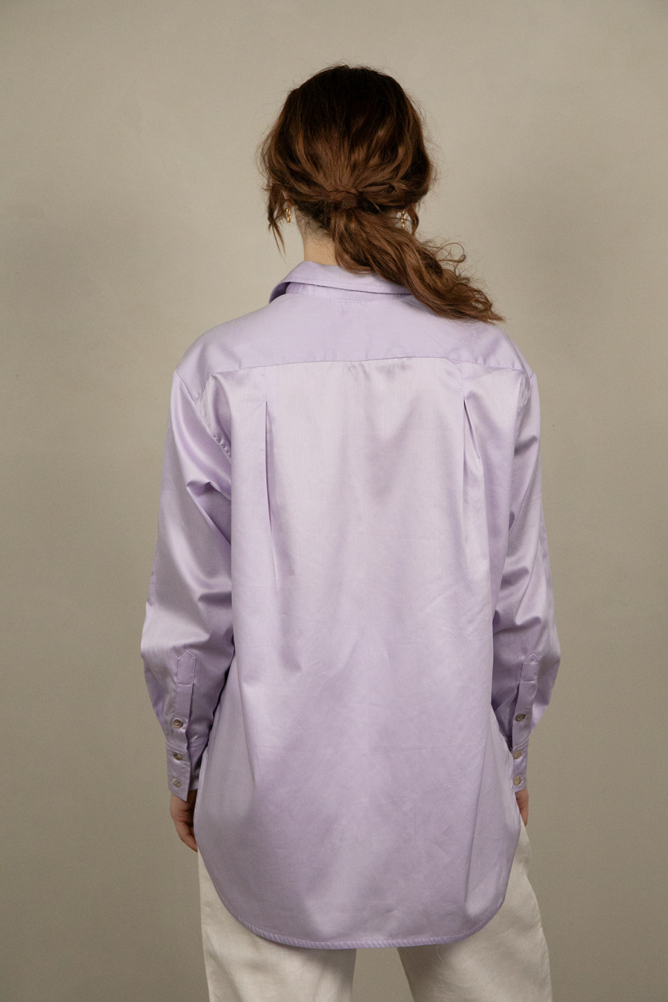 VIO COTTON SATIN BUTTON DOWN SHIRT