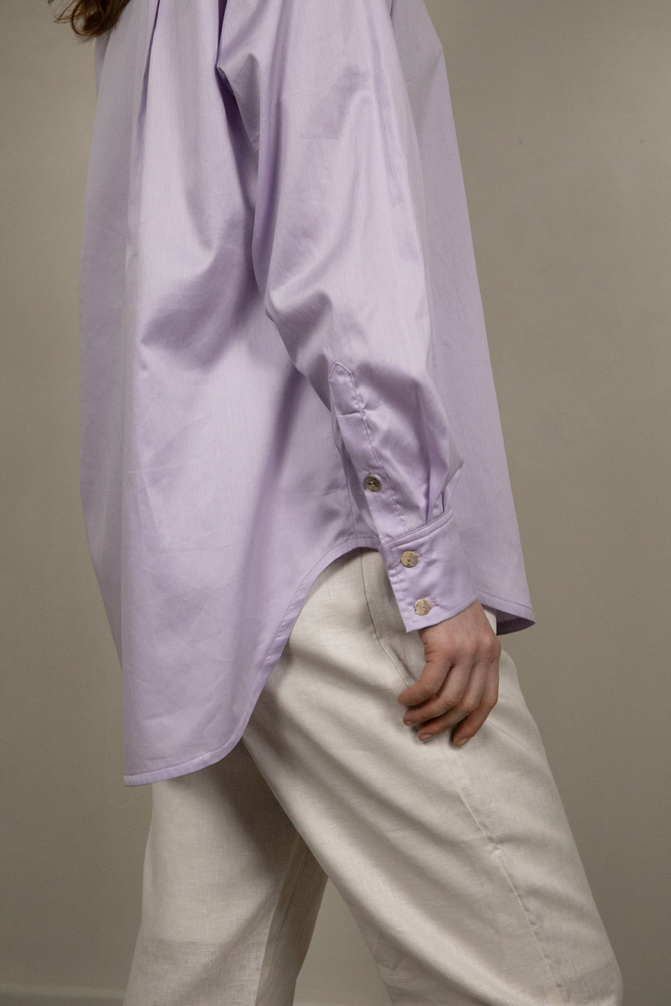 VIO COTTON SATIN BUTTON DOWN SHIRT